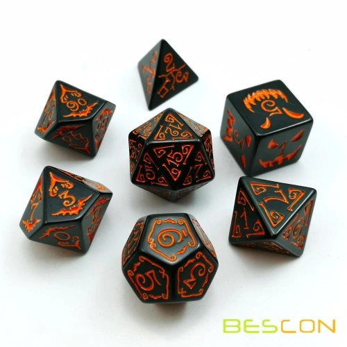 Bescon Halloween Polyhedral Dice 7pcs Set, Halloween RPG Dice Set